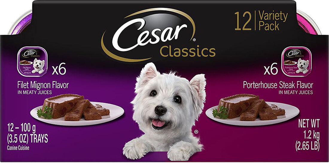 Cesar Canine Cuisine Variety Pack Filet Mignon & Porterhouse Steak Dog Food (12 Count)