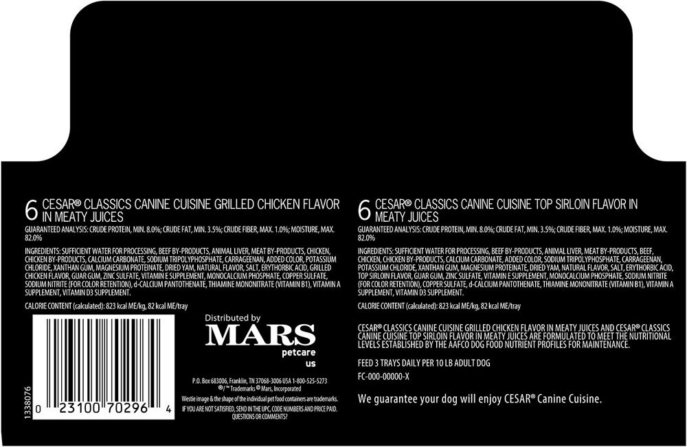 Cesar Canine Cuisine Variety Pack Top Sirloin & Grilled Chicken Flavor Dog Food (12 Count)