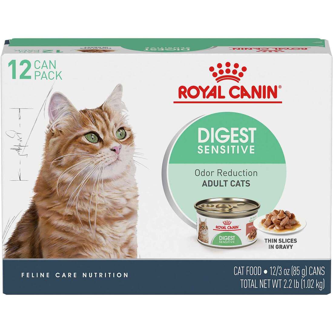 Royal Canin® Feline Care Nutrition™ Wet Cat Food, Adult Digest Sensitive Thin Slices in Gravy (12), 