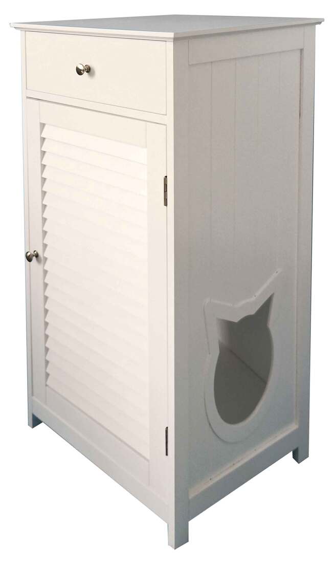 Penn Plax Cat Furniture Litter Box Enclosure White 1ea