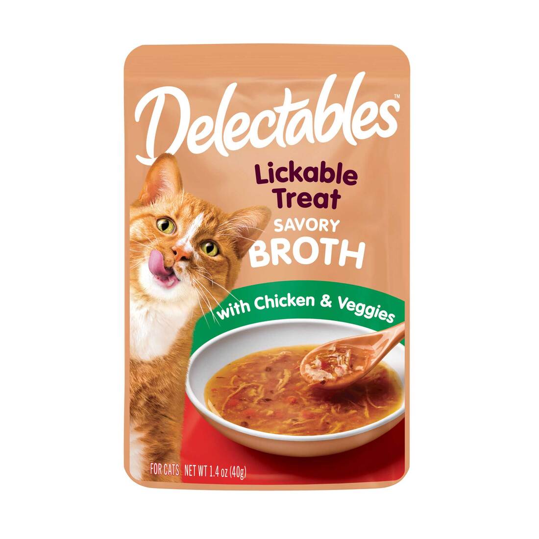 Hartz Delectable Cat Treat Broths with Chicken and Veggies, 1.4 Ounces