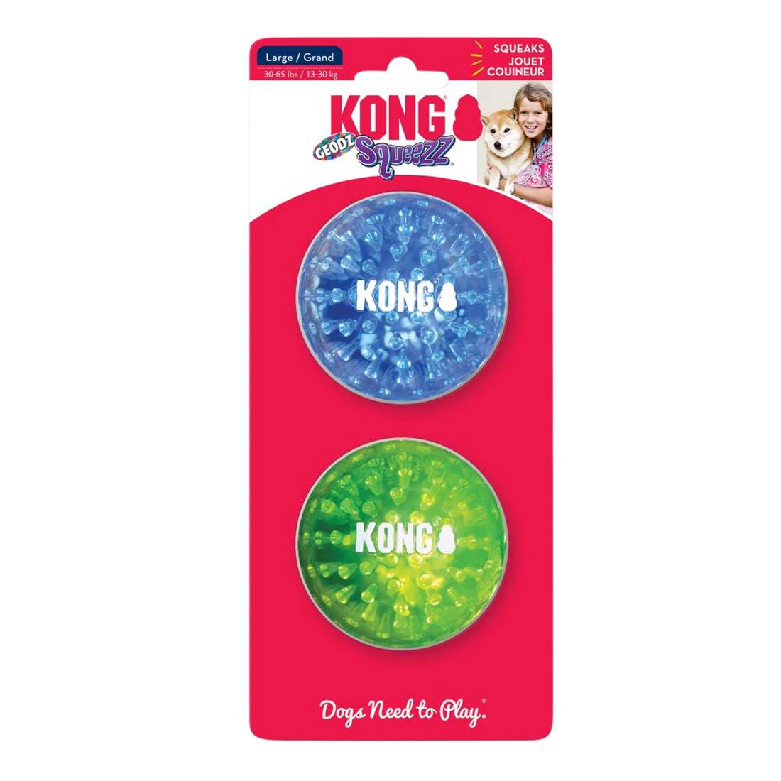KONG Dog Toy Squeezz Geodz Ball, Assorted, 2 Count