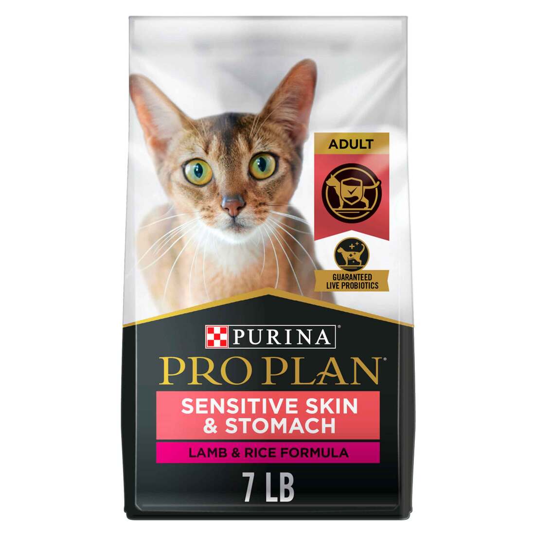 Purina Pro Plan Sensitive Skin and Stomach Cat Food, Lamb and Rice Formula - 7 Pound Bag