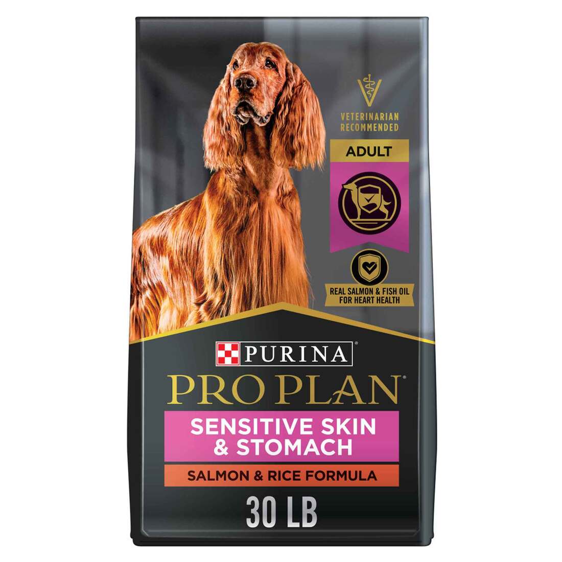 Purina Pro Plan Sensitive Skin and Stomach Dog Food Dry, Adult Salmon & Rice Formula, Digestive Heal