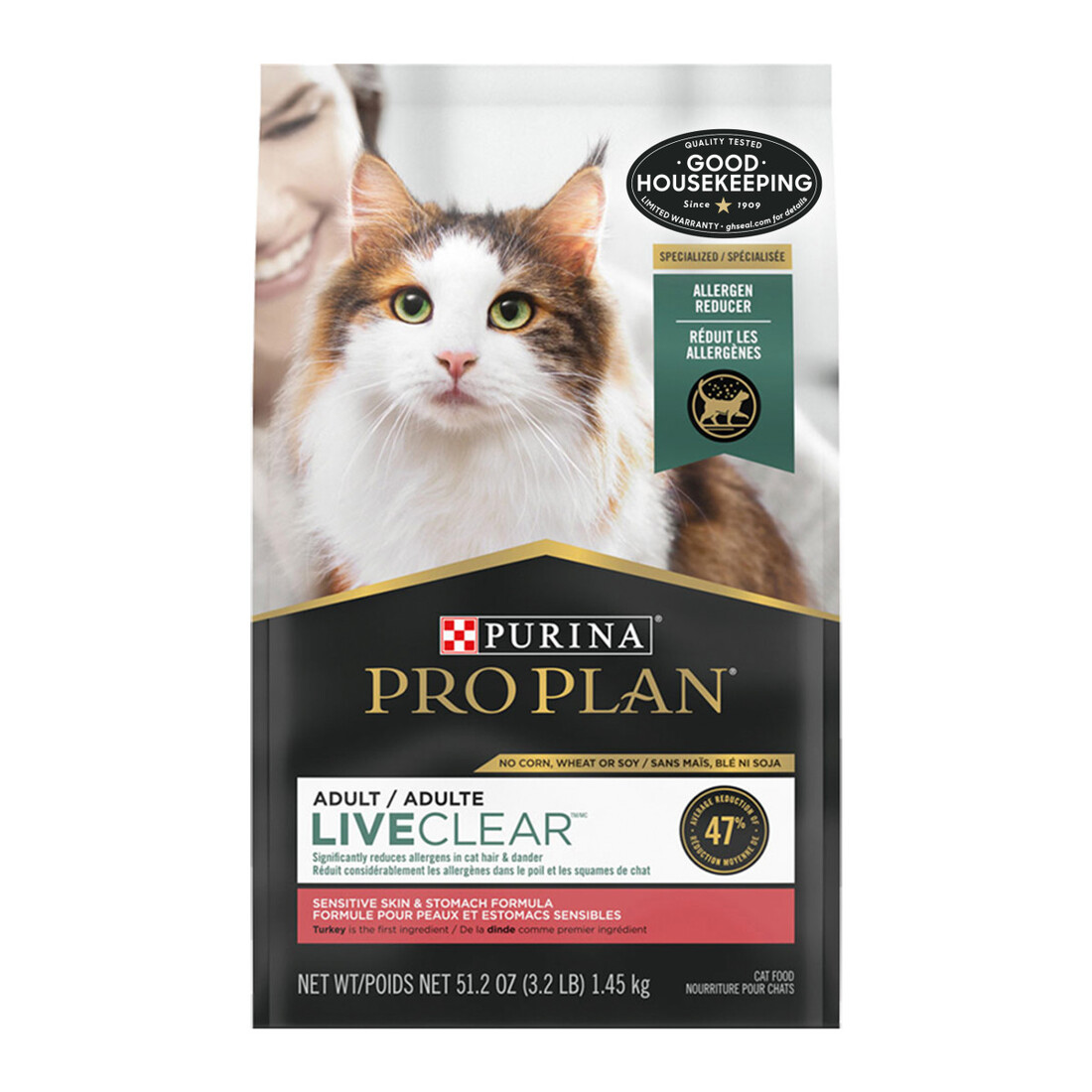 Pro Plan Cat Food Liveclear Ad Skin/stom Tur/oat 3.2lb