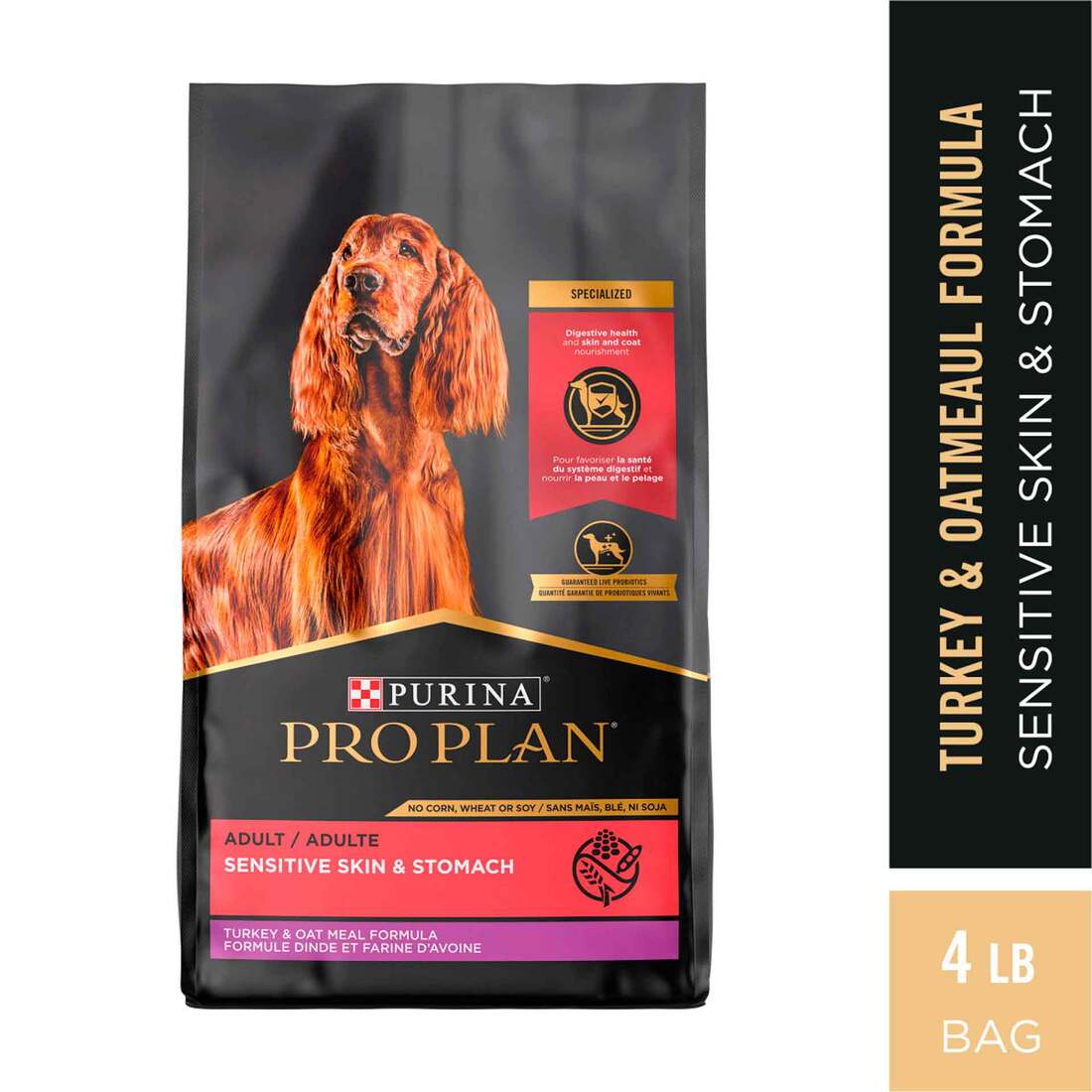 Purina Pro Plan Sensitive Skin and Stomach Dry Dog Food Turkey and Oat Meal- 4 Pound Bag