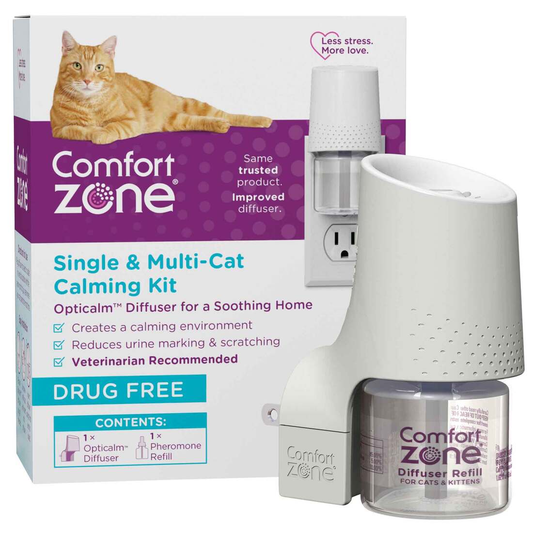 Comfort Zone Single & Multi-Cat Calming Kit, 1 Pack, 1 Refill, 48ml