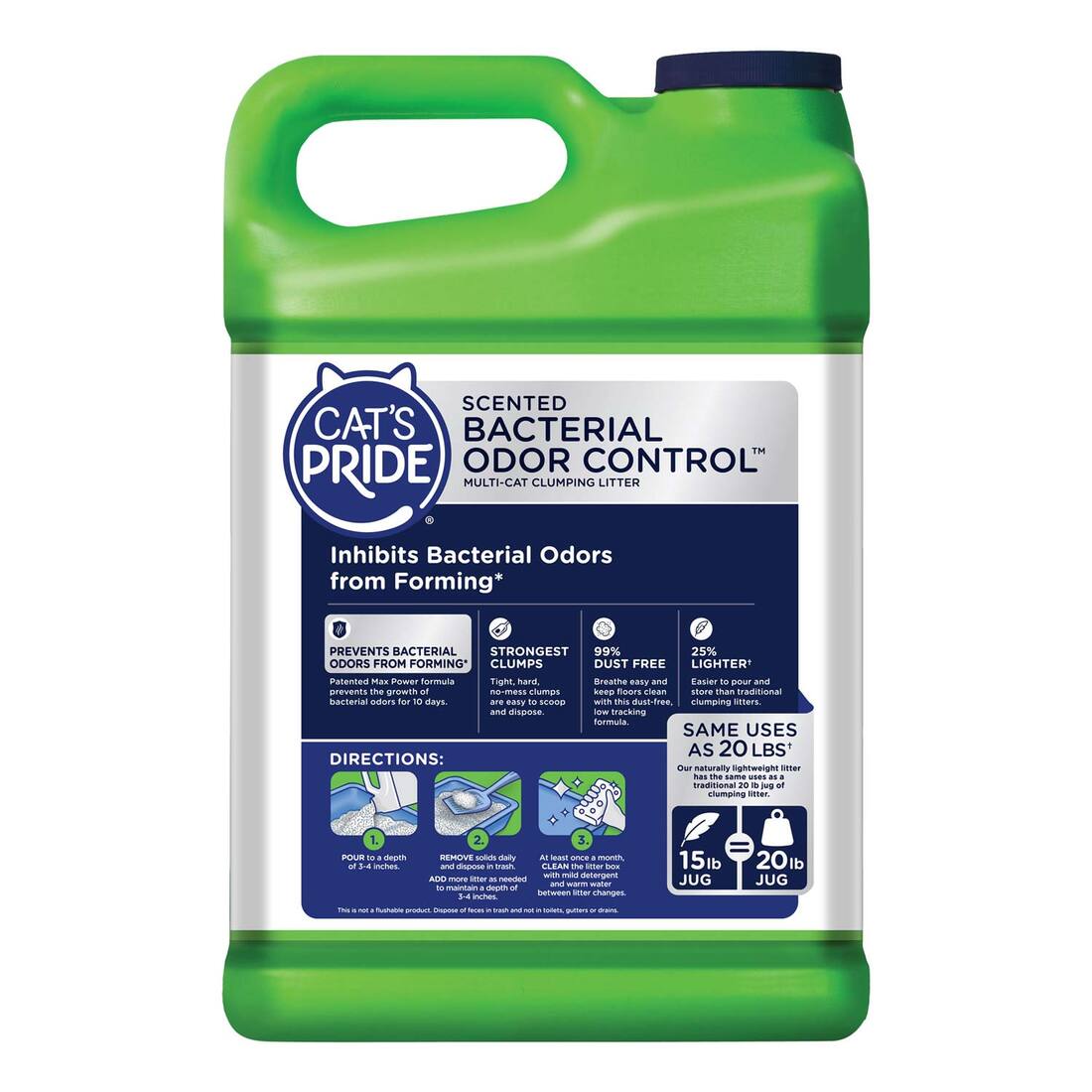 Cats Pride Litter Bacterial Odor Control Cat Litter, 15 Pounds