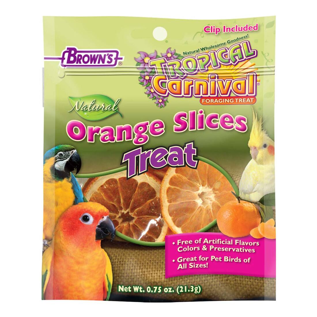 F.M. Brown's Tropical Carnival Natural Orange Slices Bird Treat, 0.75 Ounces