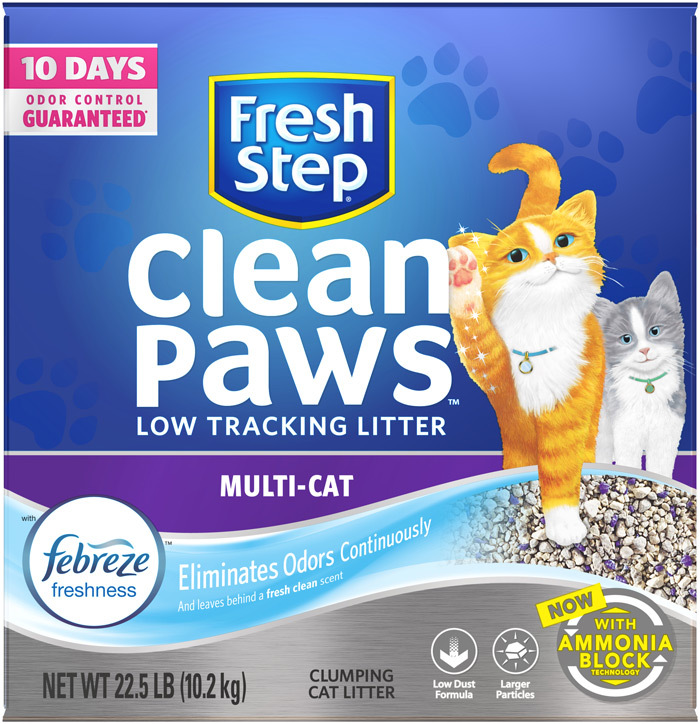 Fresh Step Clean Paws Multi-Cat Low Tracking Cat Litter, 22.5 Pounds