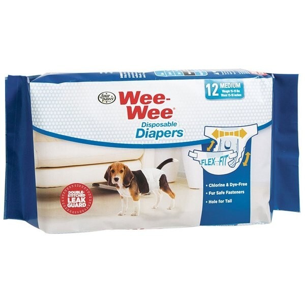 Four Paws Wee-Wee Disposable Diapers Medium, 12 count