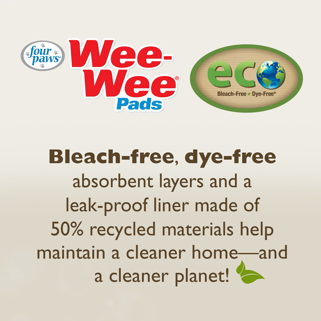 Four Paws Wee-Wee Superior Performance Eco Dog Pee Pads, 50 Count