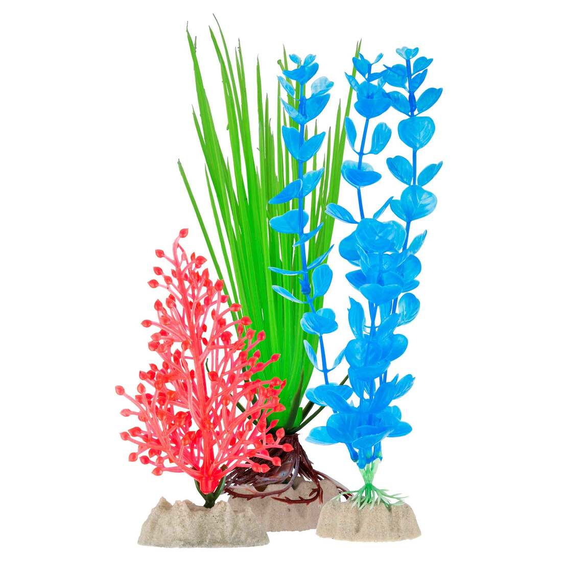 GloFish Fluorescent Plant Multipack 3 Count, Contains Small Orange, Medium Green, Large Blue Aquariu