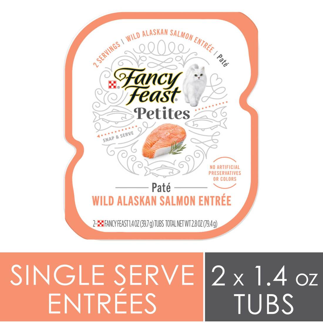 Purina Fancy Feast Gourmet Pate Wet Cat Food, Petites Wild Alaskan Salmon Entree - 2.8 Ounce Tub