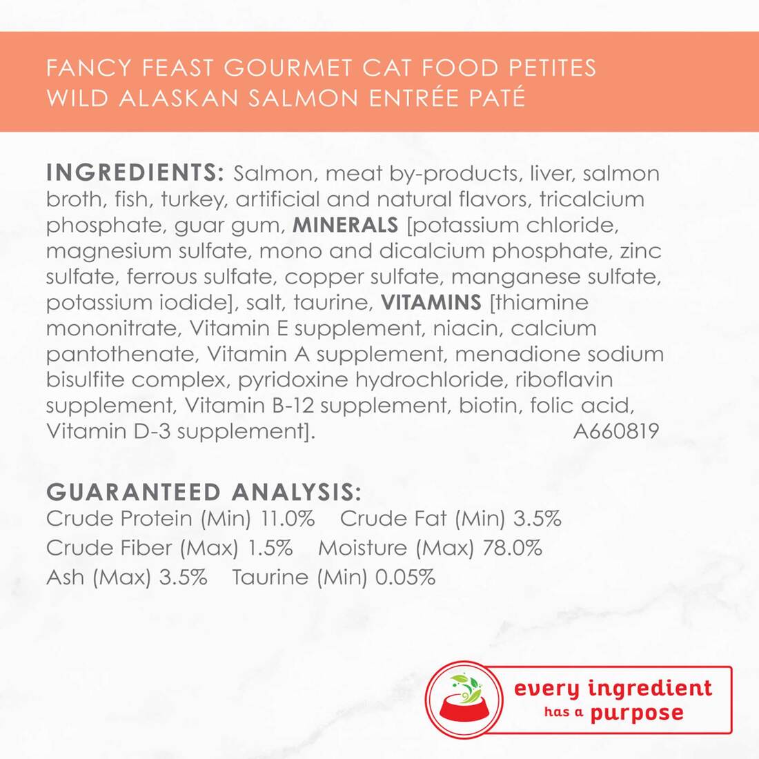 Purina Fancy Feast Gourmet Pate Wet Cat Food, Petites Wild Alaskan Salmon Entree - 2.8 Ounce Tub