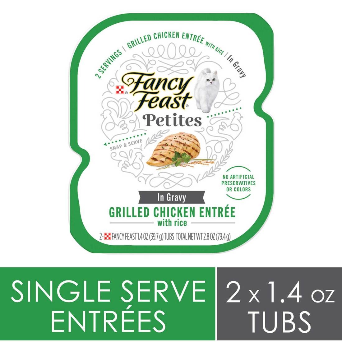 Purina Fancy Feast Petites Wet Cat Food, Grilled Chicken Entrée in Gravy, 2.8 Ounces