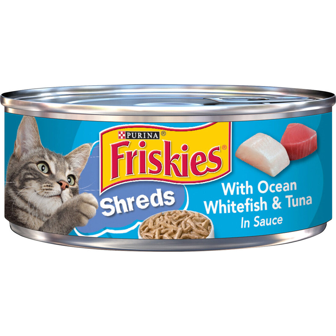 Purina Friskies Shreds With Ocean Whitefish and Tuna in Sauce Wet Cat Food - 5.5 Ounce Can