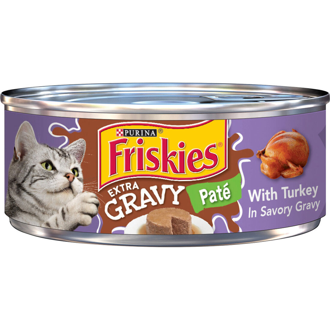 Purina Friskies Wet Cat Food Gravy Pate, Extra Gravy Pate With Turkey in Savory Gravy - 5.5 Ounce Ca