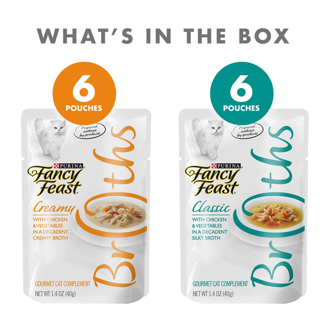 Purina Fancy Feast Chicken Broth Complement Lickable Grain Free Wet Cat Food Variety Pack - (12) 1.4