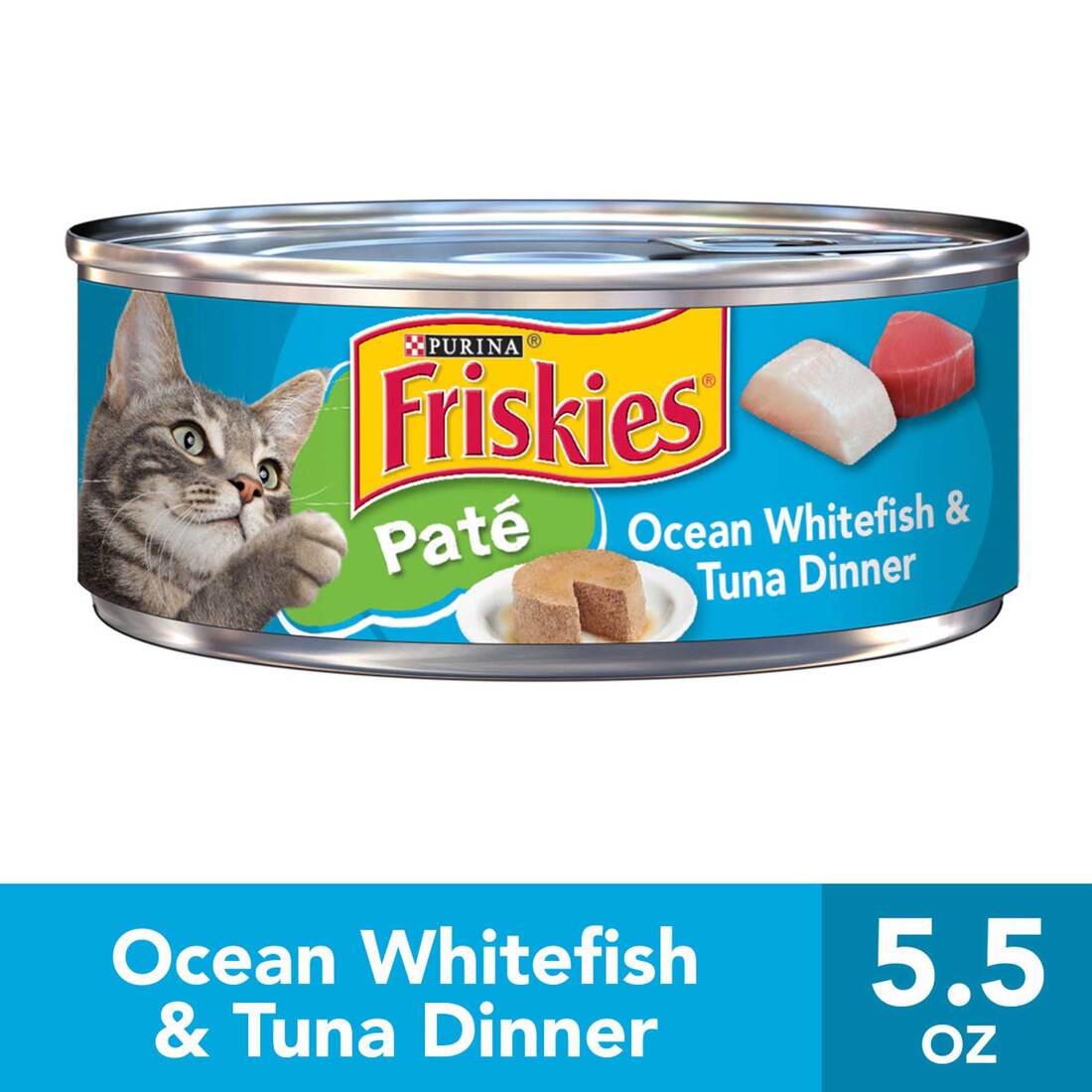 Purina Friskies Wet Cat Food Pate Ocean Whitefish and Tuna Dinner - 5.5 Ounce Can