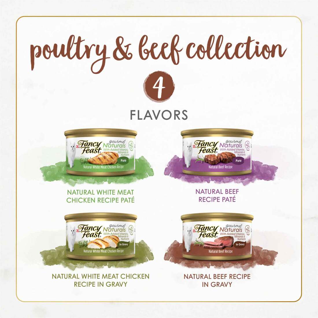 Purina Fancy Feast Wet Cat Food Variety Pack Gourmet Naturals Poultry and Beef Collection - (30) 3 O