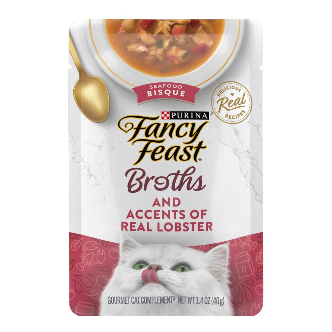 Purina Fancy Feast Lickable Wet Cat Food Broth Topper, Seafood