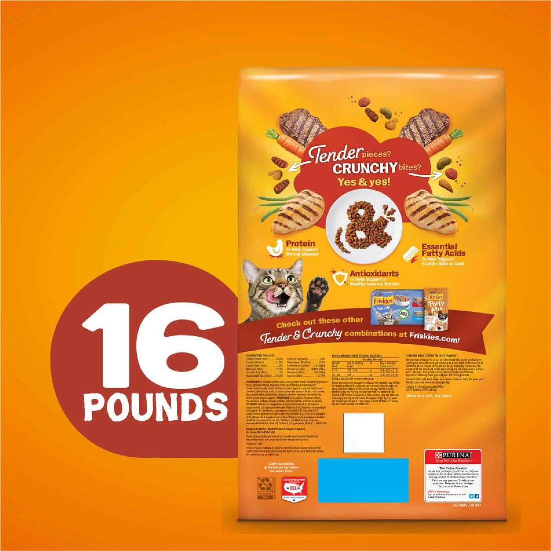 Purina Friskies Tender and Crunch'd With Flavors of Chicken, Beef, Carrots and Green Beans - 16 Poun