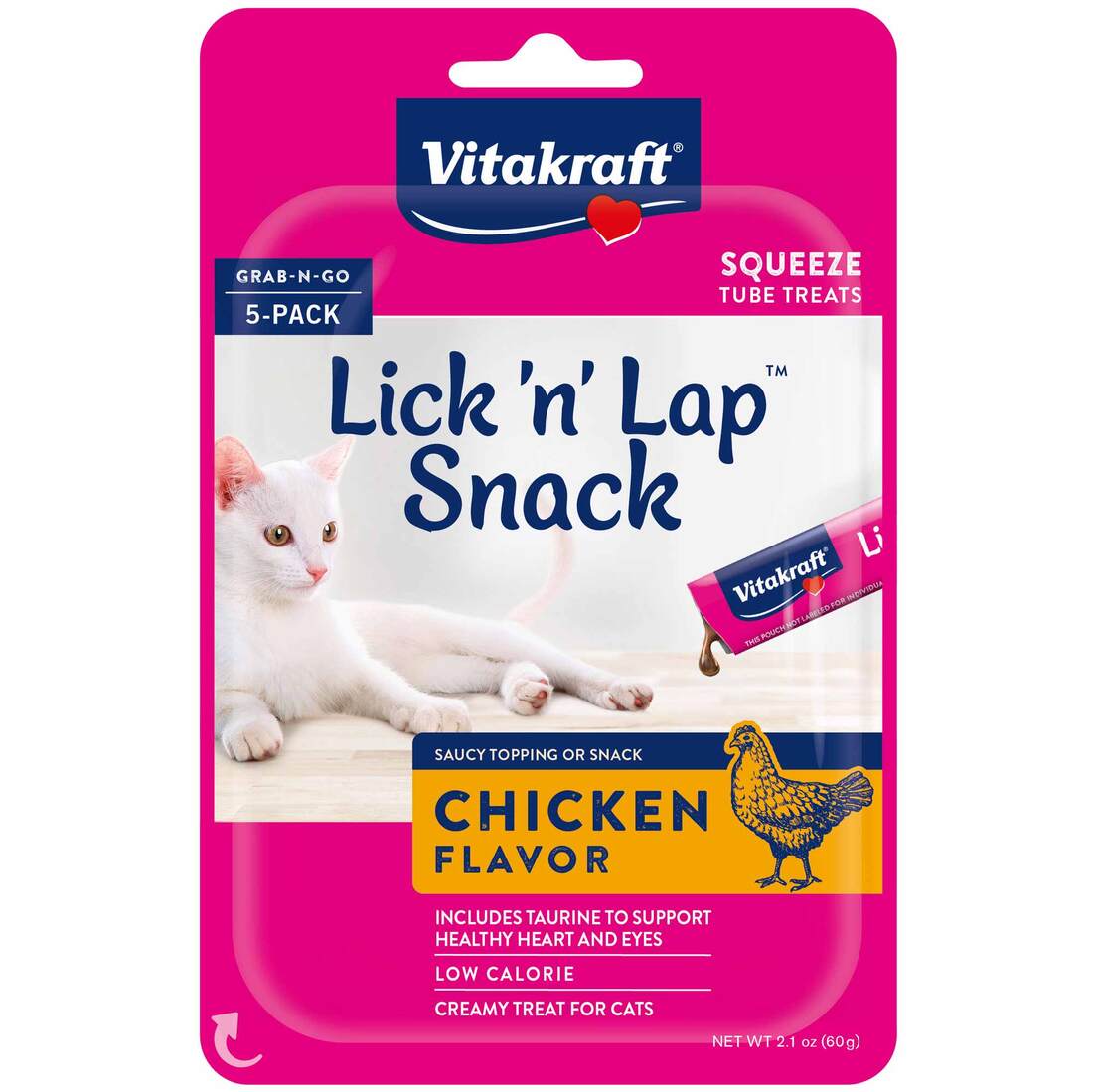 Vitakraft Lick N Lap Snacks Chicken Cat Treat, 2.1 Ounces, 5 Pack