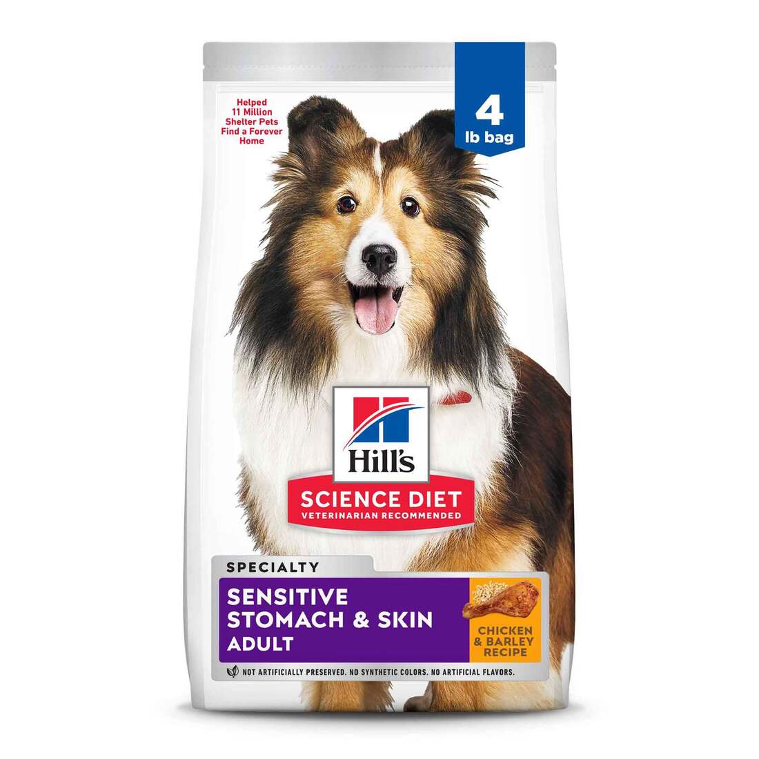Hill's Science Diet Adult Sensitive Stomach & Skin Dry Dog Food, Chicken Recipe, 4 Pound Bag