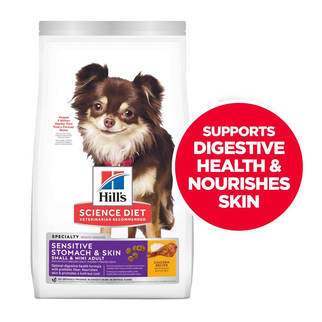 Hill's Science Diet Adult Sensitive Stomach & Skin Small & Mini Dry Dog Food, Chicken Recipe, 4 Poun