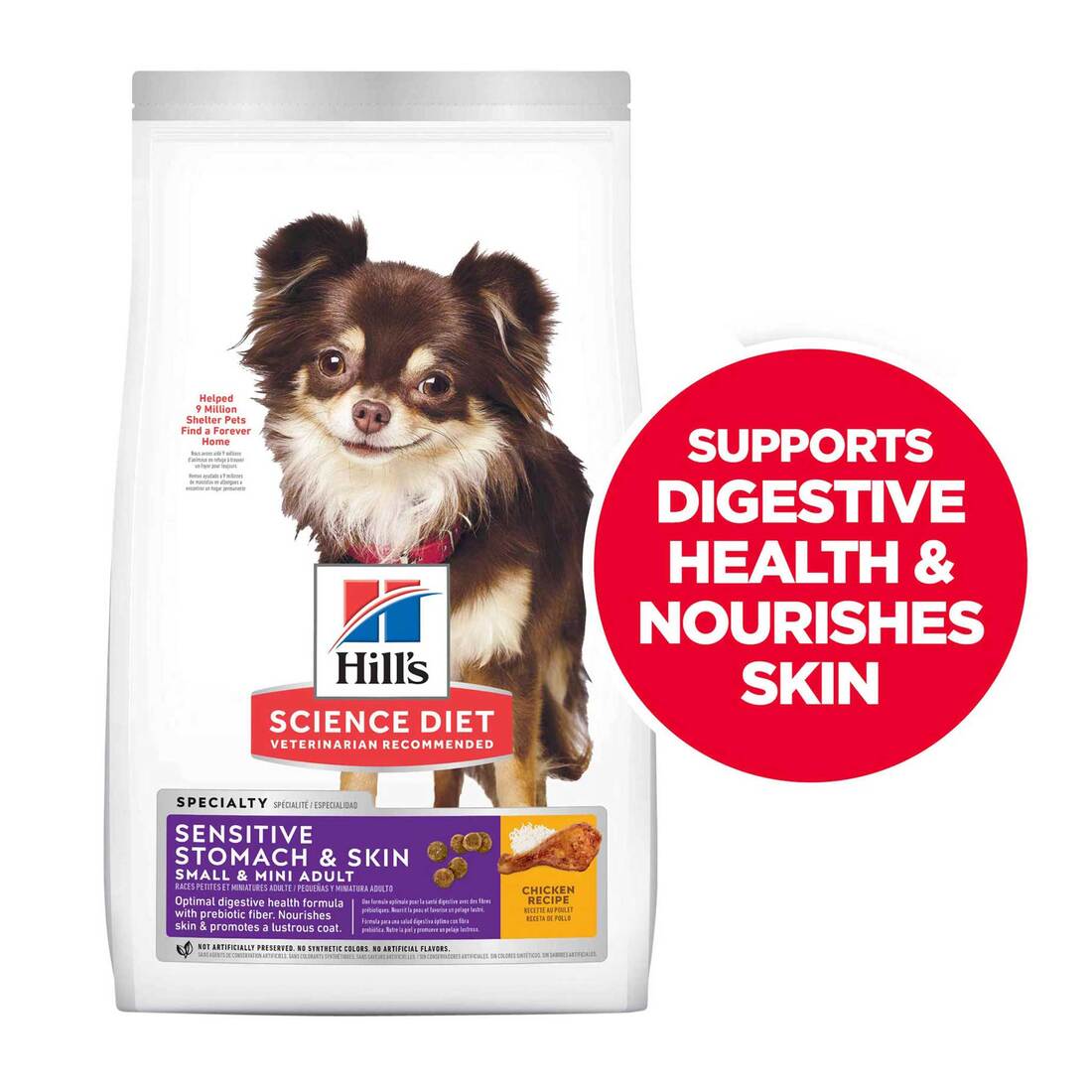 Hill's Science Diet Adult Sensitive Stomach & Skin Small & Mini Dry Dog Food, Chicken Recipe, 15 Pou