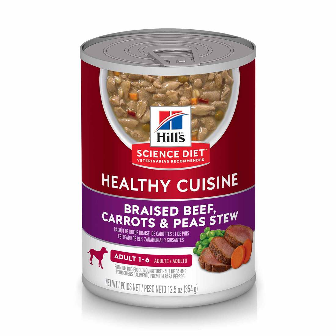 Hill's® Science Diet® Healthy Cuisine Adult Braised Beef, Carrots & Peas Stew, 12.5 Ounces Can