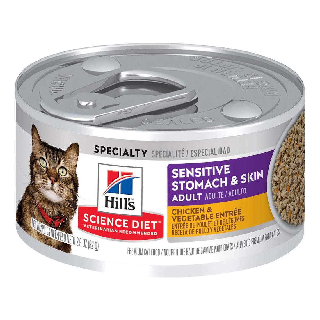 Hill's® Science Diet® Wet Cat Food, Sensitive Skin and Stomach Chicken and Vegetables, 2.9 Ounces