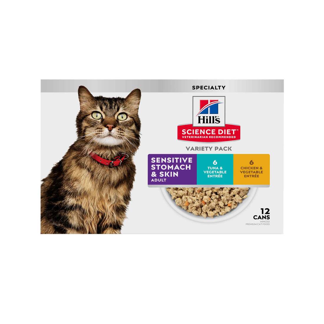 Hill's Science Diet Sensitive Skin and Stomach Wet Cat Food Variety Pack, Tuna, Chicken, Vegetables,