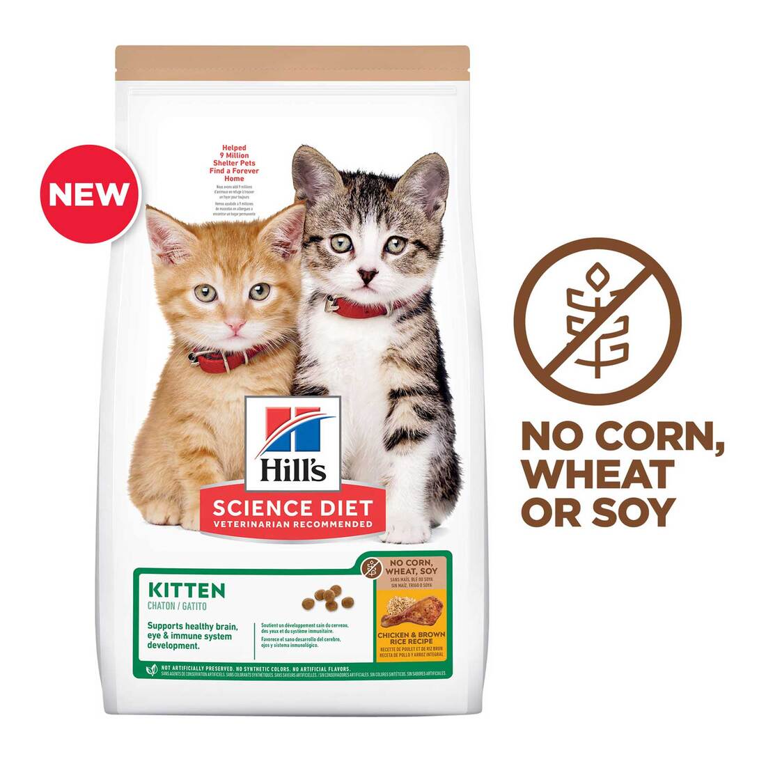 Hill's Science Diet Kitten No Corn, Wheat or Soy Dry Cat Food, Chicken, 6 Pounds