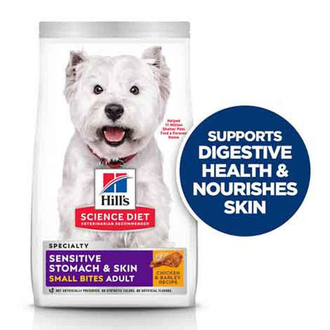 Hill's Science Diet Adult Sensitive Stomach & Skin Small Bites Dry Dog Food, Chicken Recipe, 15 Poun