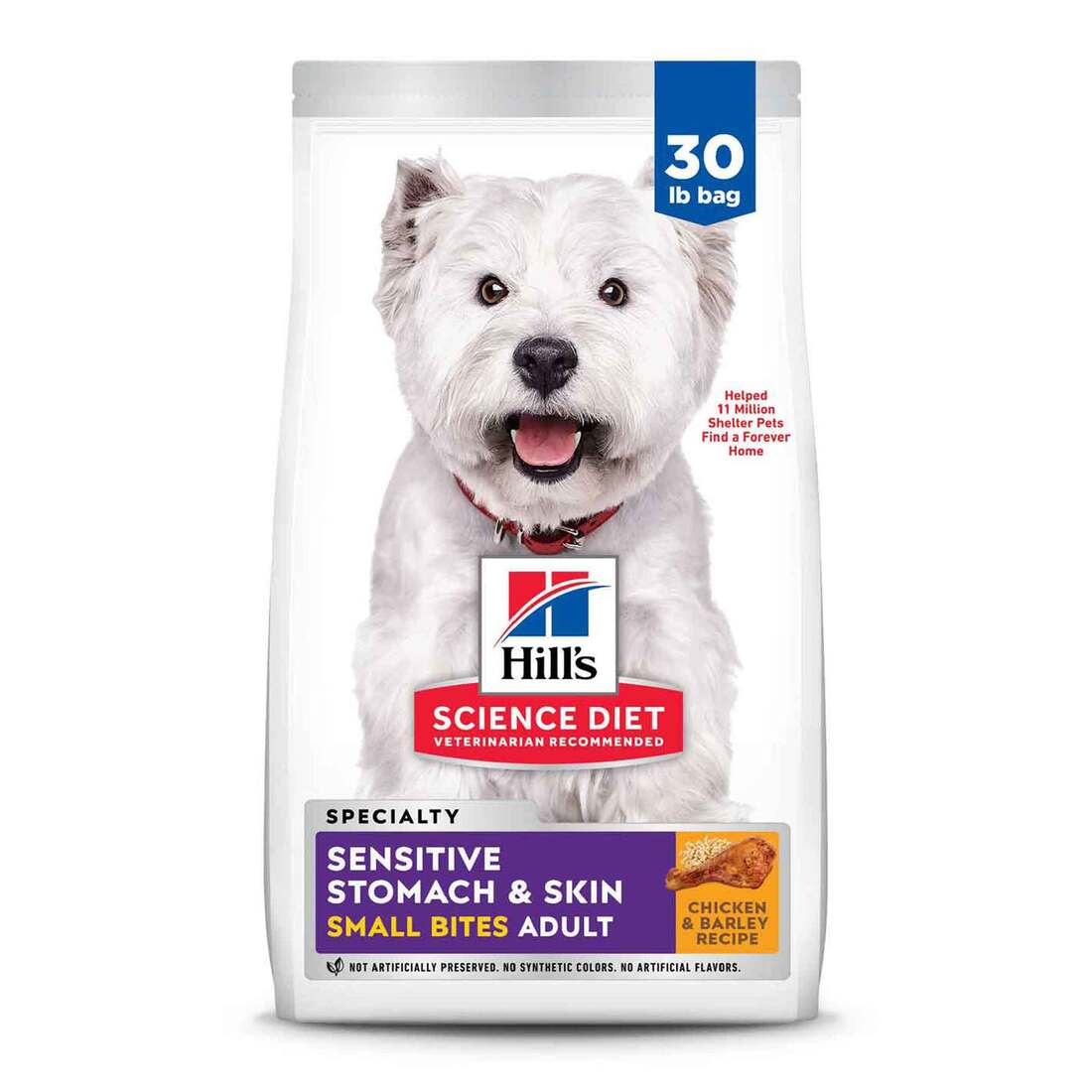 Hill's Science Diet Adult Sensitive Stomach & Skin Small Bites Dry Dog Food, Chicken Recipe, 30 Poun