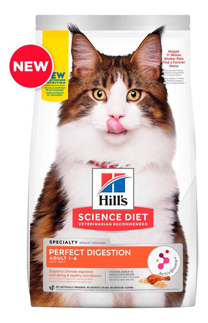 Hill's Science Diet Adult Perfect Digestion Chicken, Barley, & Whole Oats Recipe Dry Cat Food, 6 Pou