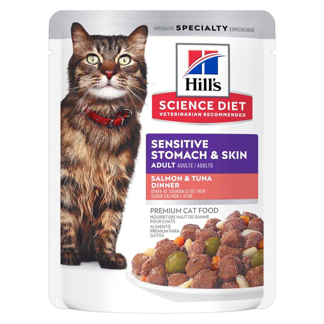 Hill's® Science Diet® Wet Cat Food, Adult Sensitive Stomach & Skin Salmon & Tuna Chunky, 2.8 Ounces