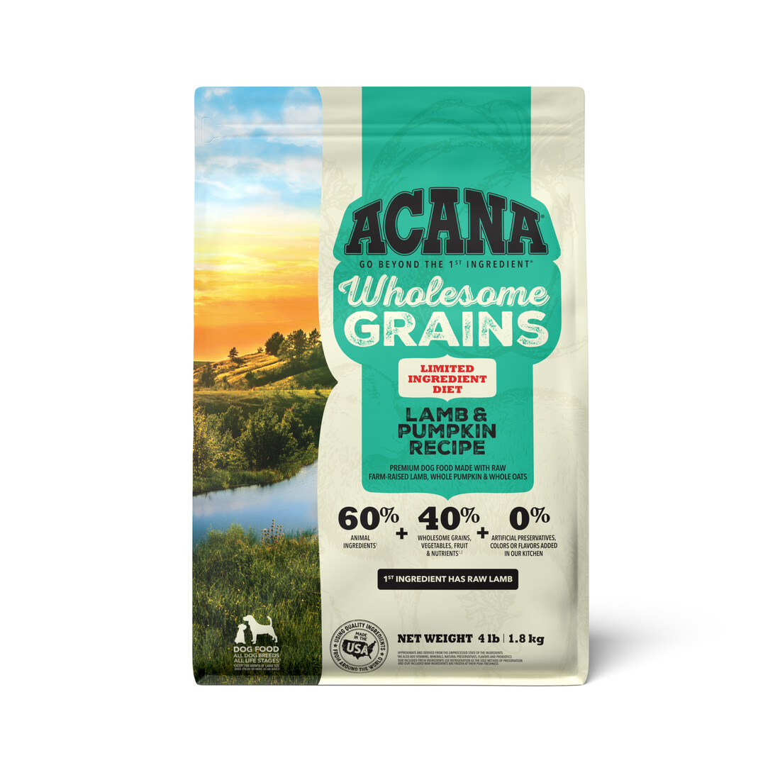 ACANA® Wholesome Grains Dry Dog Food, Limited Ingredient Diet, Lamb & Pumpkin, 4 Pounds