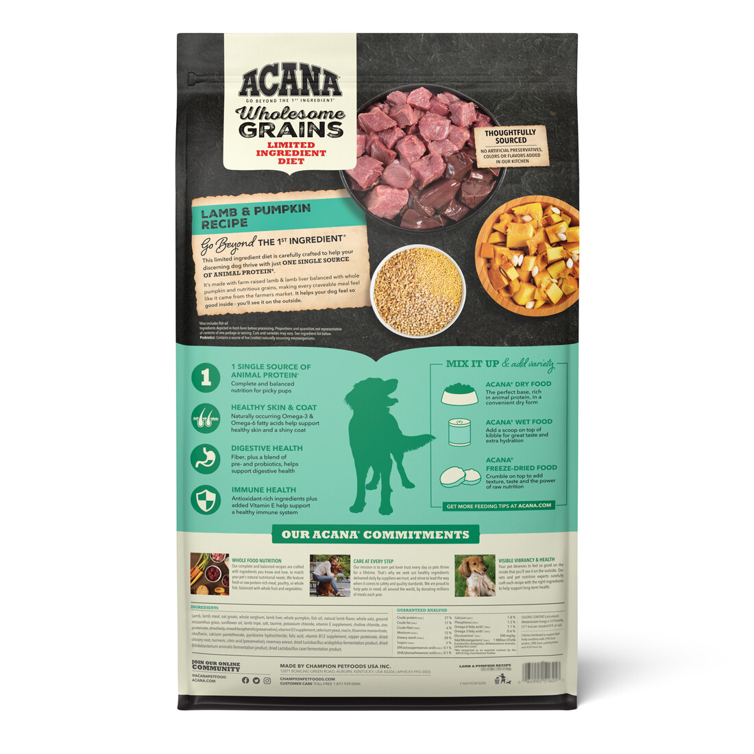 ACANA® Wholesome Grains Dry Dog Food, Limited Ingredient Diet, Lamb & Pumpkin, 4 Pounds