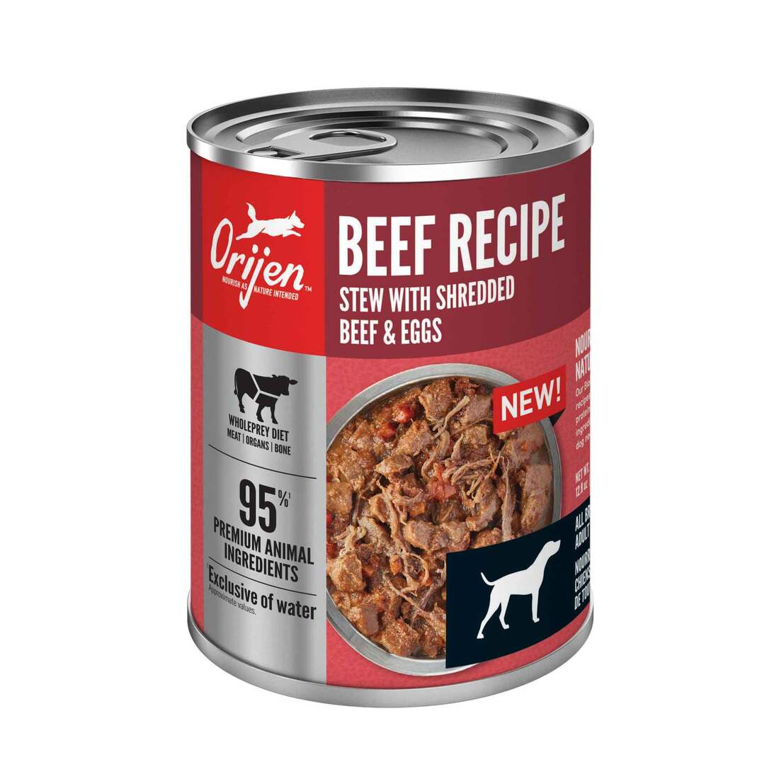 ORIJEN Real Meat Shreds, Grain-Free, Beef Recipe Stew, Premium Wet Dog Food, 12.8 Ounces