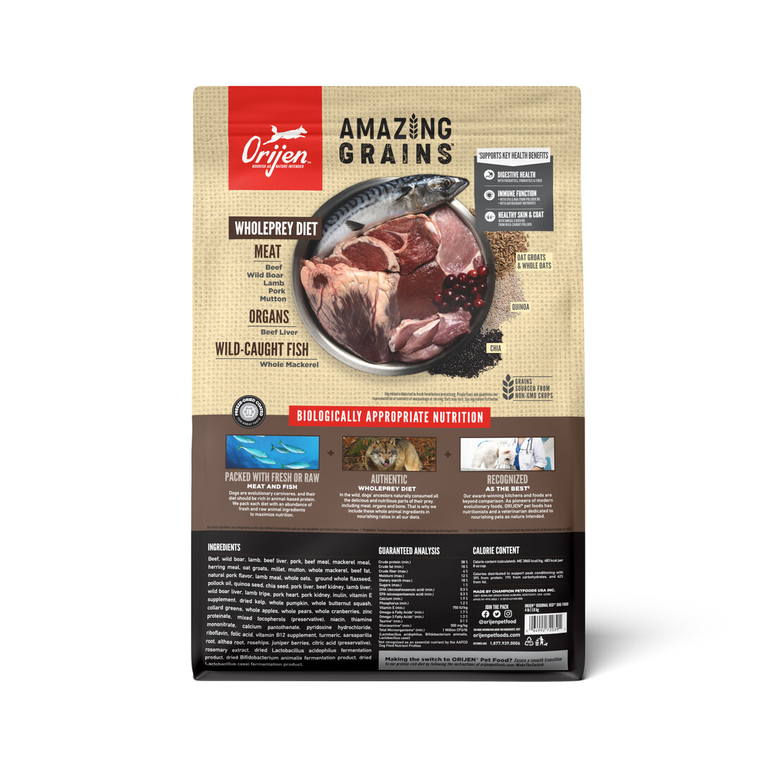 ORIJEN® Dry Dog Food, High Protein, Amazing Grains Regional Red, 4 Pounds