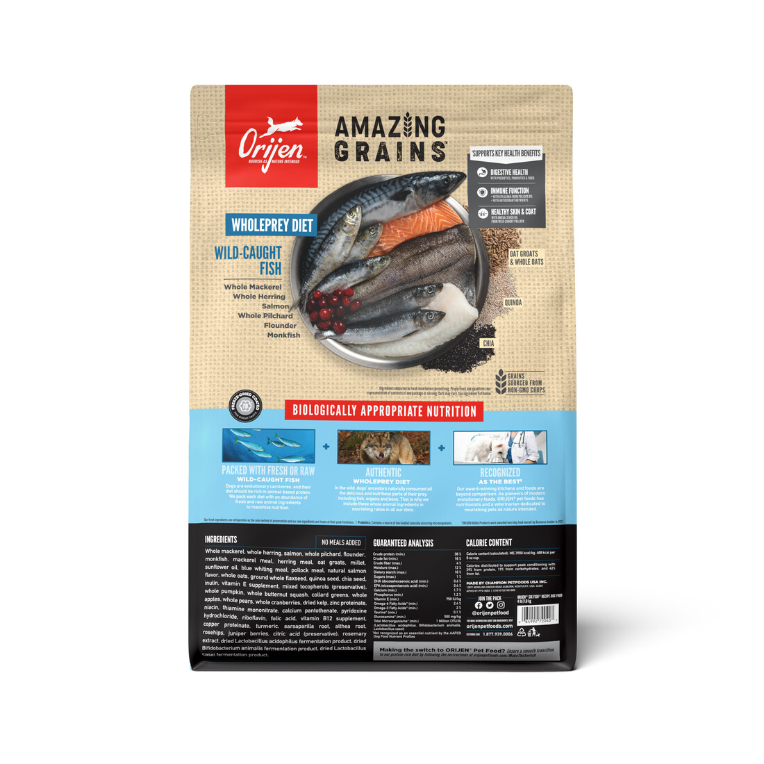 ORIJEN® Dry Dog Food, High Protein, Amazing Grains Six Fish Recipe, 4 Pounds