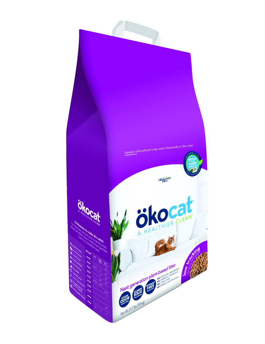 Okocat Less Mess Natural Wood Clumping Cat Litter, Low-Tracking Mini-pellets, Unscented, 22.2 Pounds