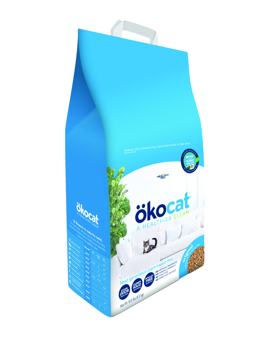 Okocat Original Premium Natural Wood Clumping Cat Litter, Unscented, 19.8 Pounds