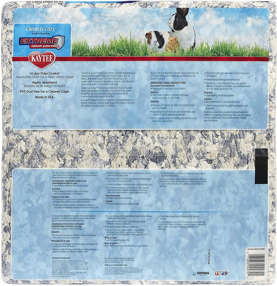 Kaytee Clean/Cozy Extreme Odor Bedding, 65 Liters