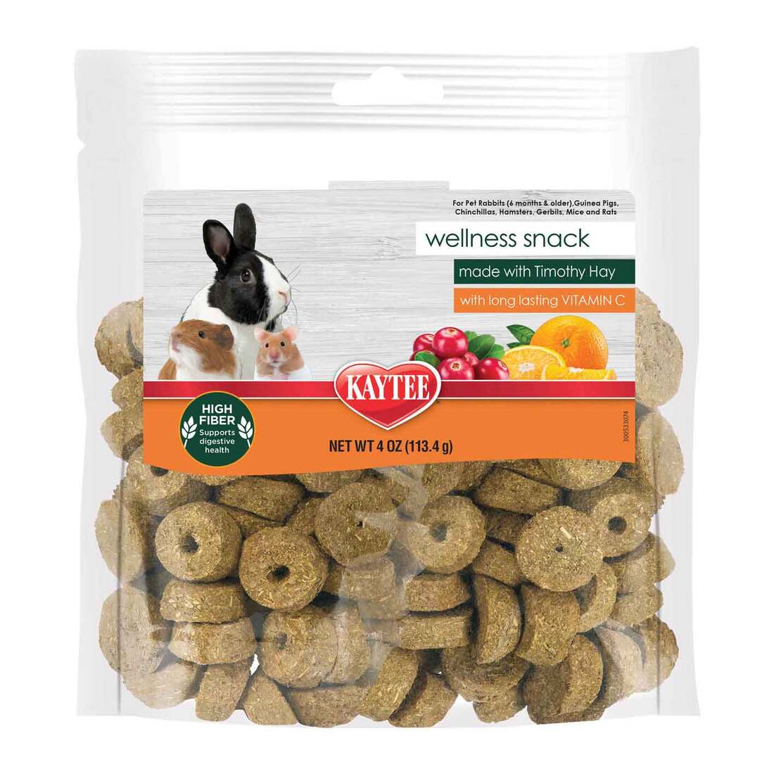 Kaytee Timothy Baked Wellness Biscuit Snacks with Vitamin C, Cranberry and Orange Small Animal Treat