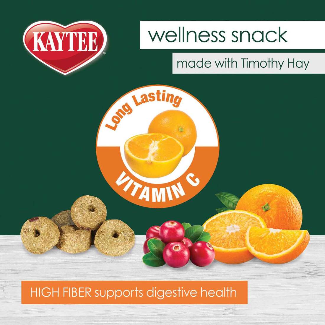 Kaytee Timothy Baked Wellness Biscuit Snacks with Vitamin C, Cranberry and Orange Small Animal Treat