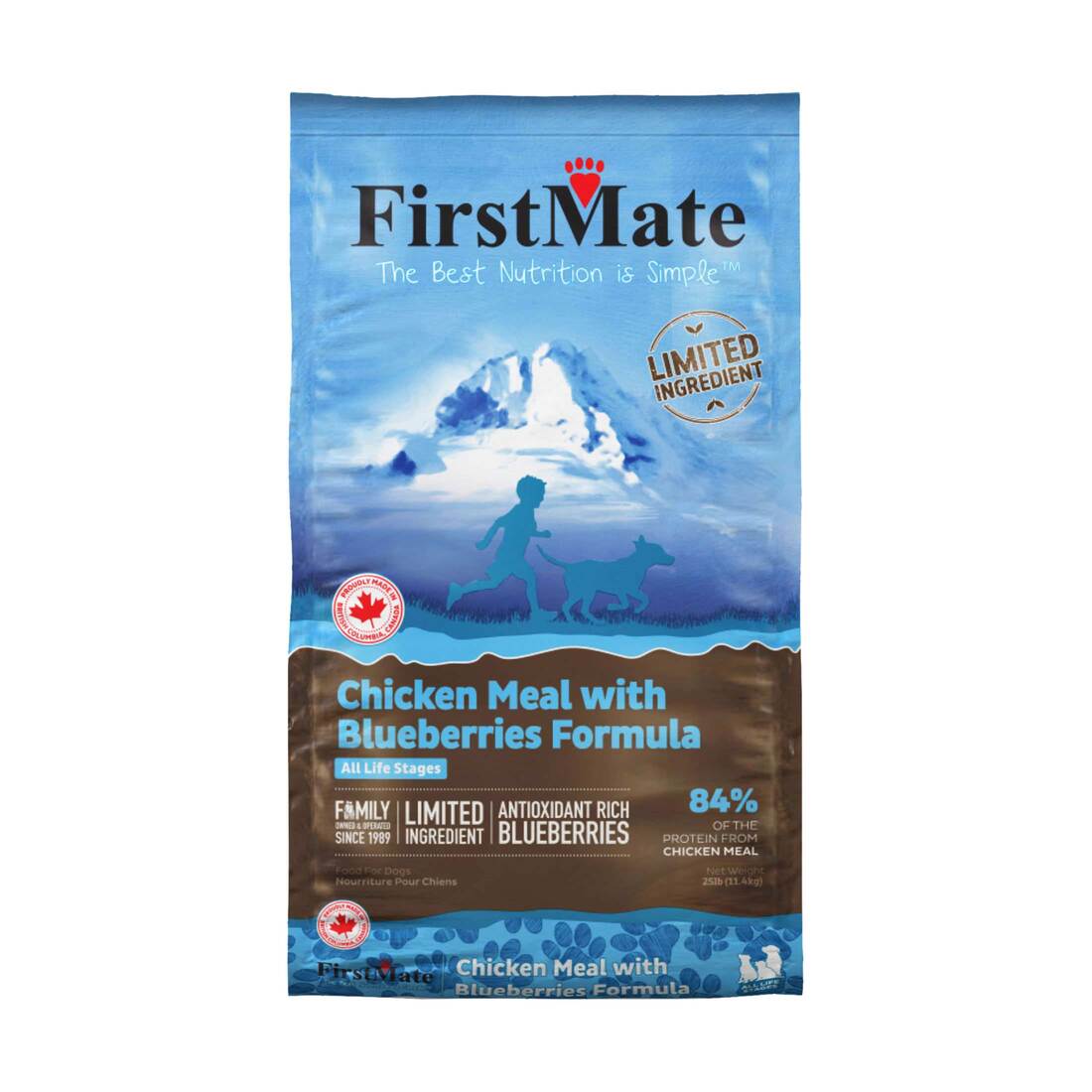 FirstMate Limited Ingredient Chicken With Blueberries Dry Dog Food, 25 Pounds